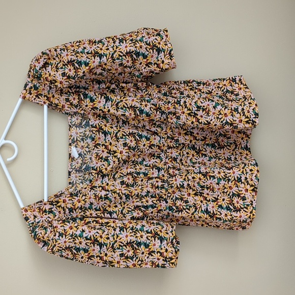 Large Melrose and Market Floral Flower Top Shirt Pink Green Black Cotton - Picture 1 of 14